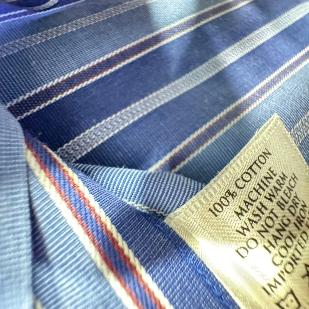 Robert Talbott Carmel Button Down Long Sleeve Striped Shirt Mens XXL‎ Blue